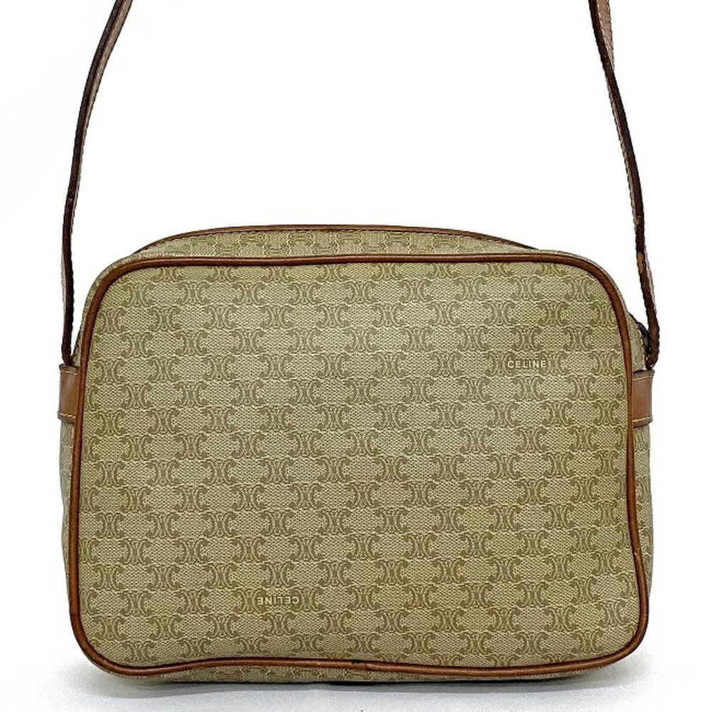 Celine Shoulder Bag Beige Brown Macadam Pochette Crossbody Camera All over - Picture 3 of 10